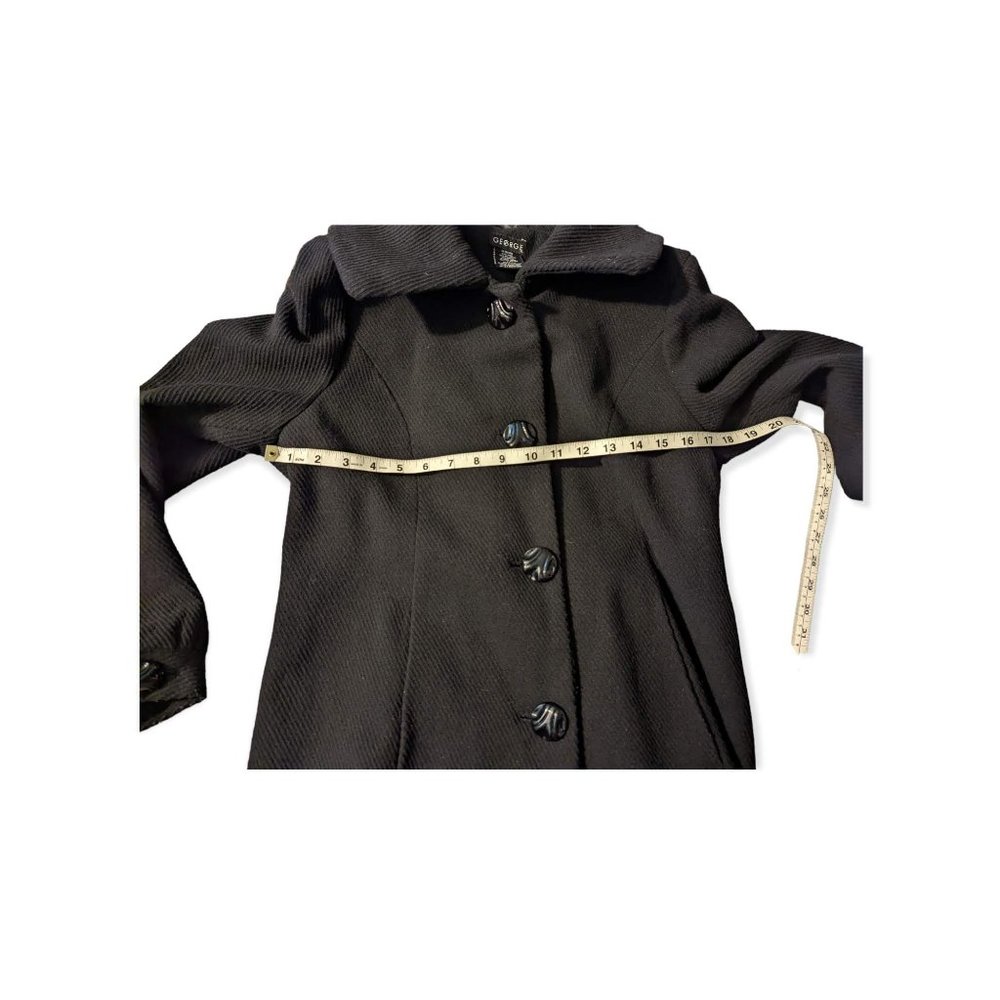 George Black Button Down Wool Blend Coat Size Medium - Picture 9 of 13